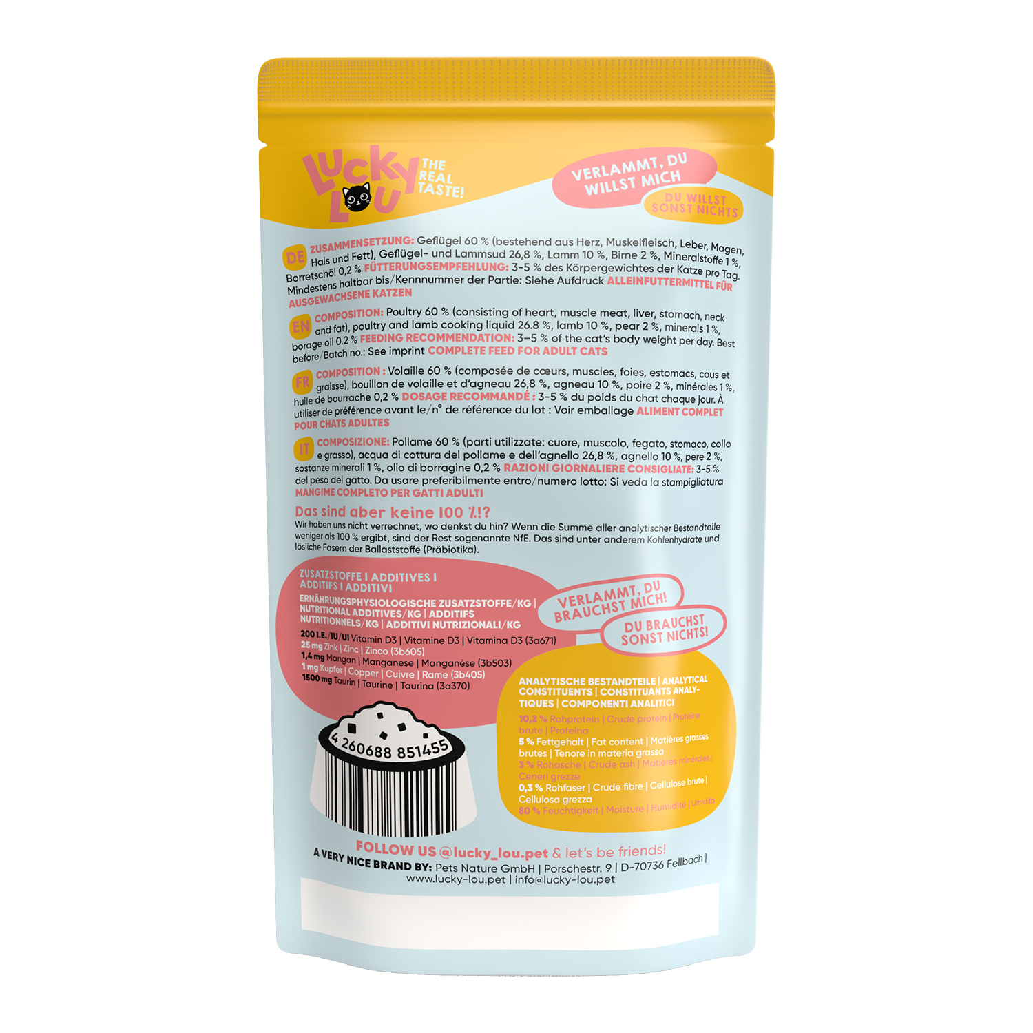Lucky Lou Lifestage Adult Poultry & Lamb Wet Cat Food (125 g)