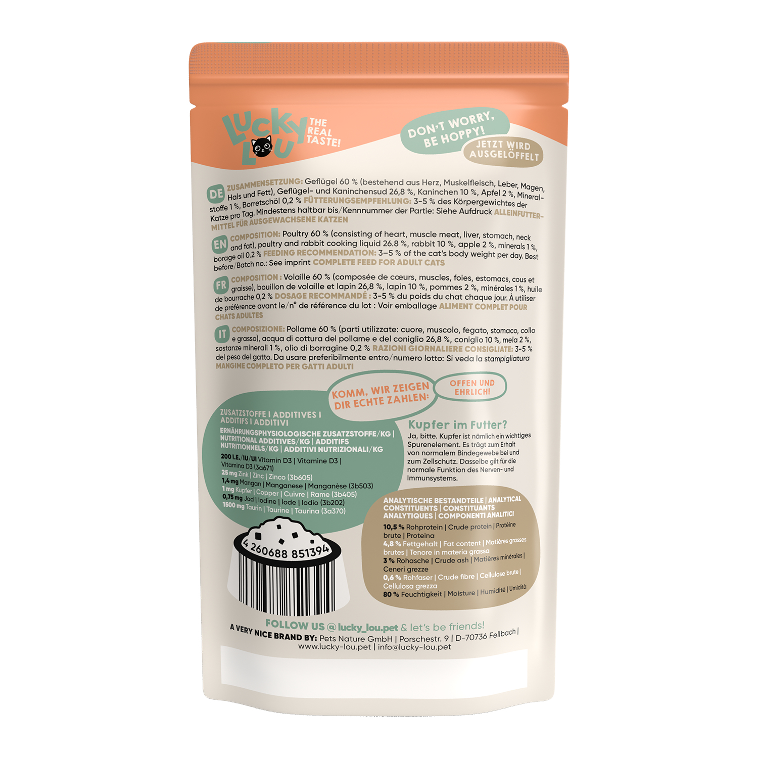 Lucky Lou Lifestage Adult Poultry & Rabbit Wet Cat Food (125 g)
