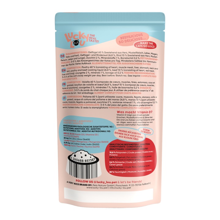 Lucky Lou Lifestage Adult Poultry & Beef Wet Cat Food (125 g)
