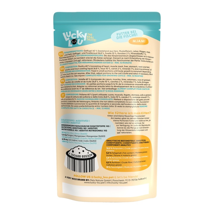 Lucky Lou Lifestage Kitten Poultry & Trout Wet Cat Food (125 g)