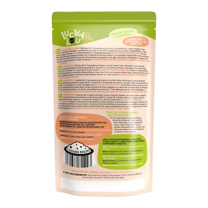 Lucky Lou Lifestage Kitten Poultry & Beef Wet Cat Food (125 g)