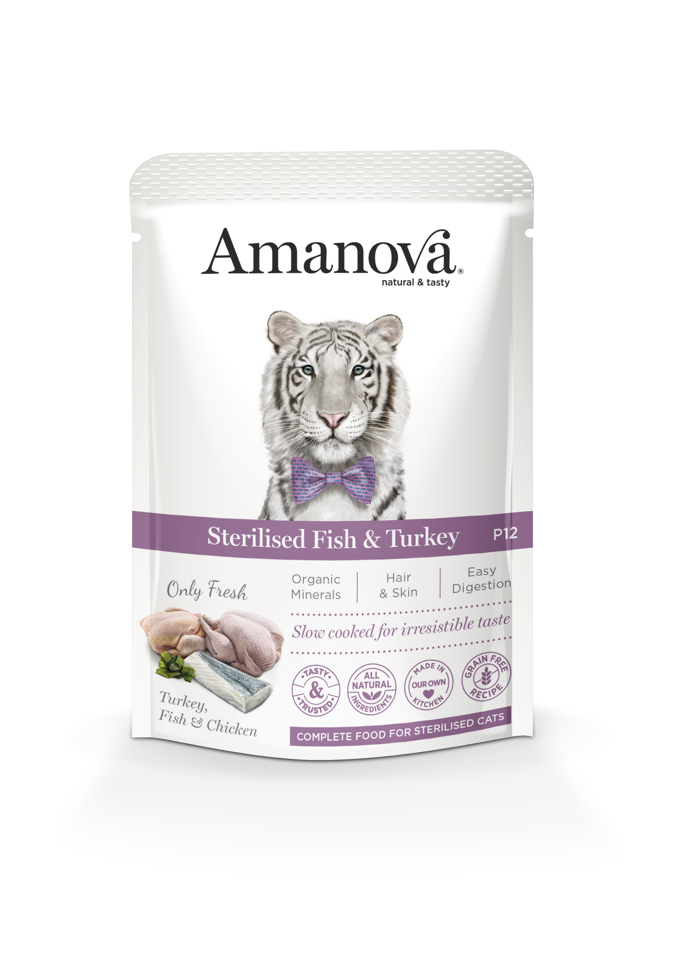 Amanova Grain Free Cat Sterilised Fish & Turkey 85g P12
