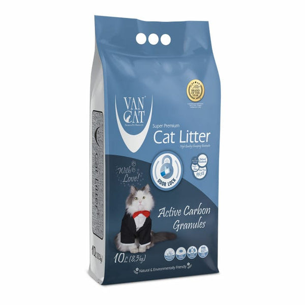 Van Cat White Bentonite Clumping Cat Litter Active Carbon granules 10Kg