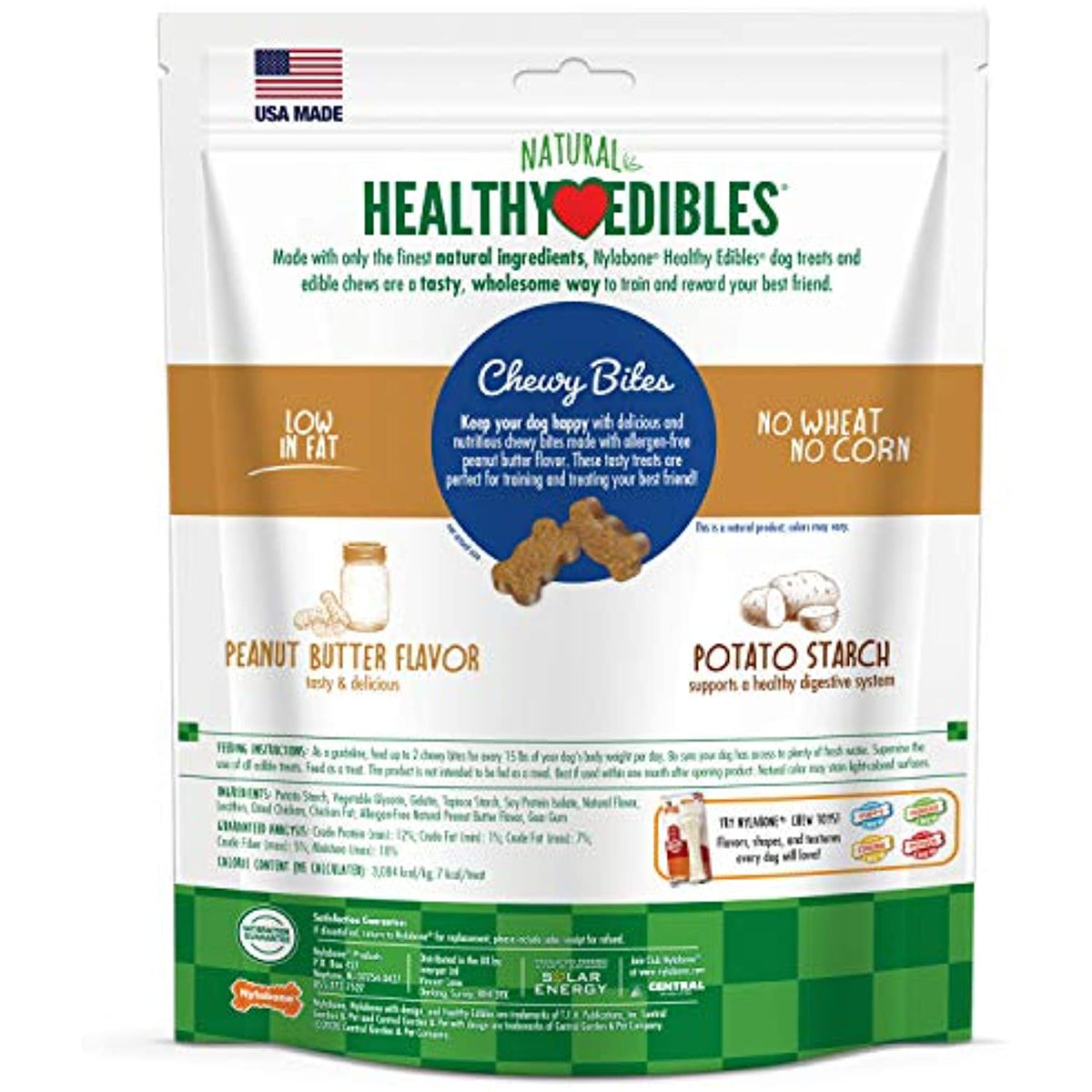 Nylabone Healthy Edibles grain Free Chewy Bites Peanut Butter Flavor