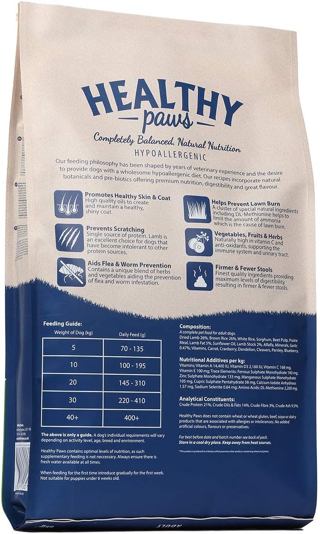 Healthy Paws Grass Fed British Lamb & Brown RiceAdult 6kg