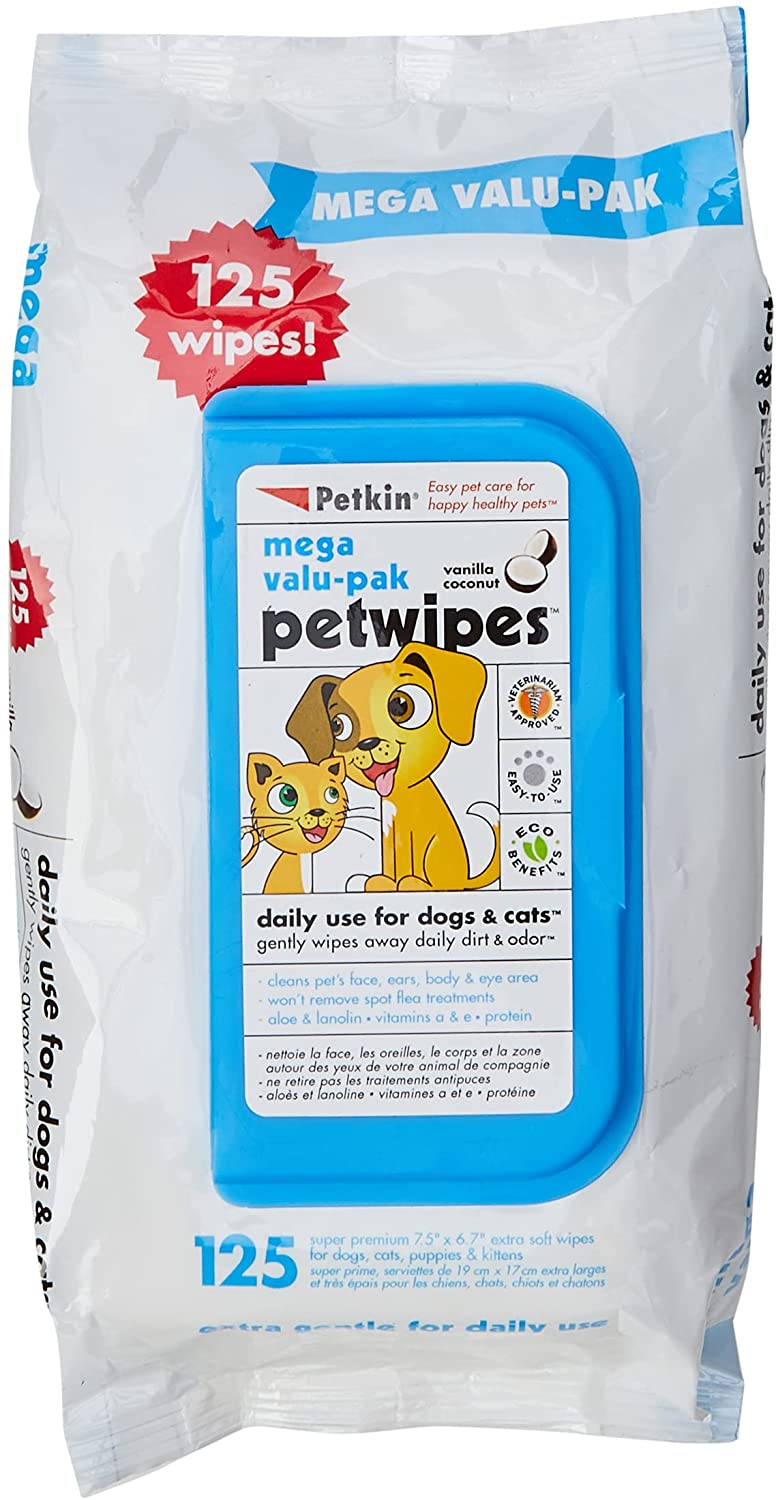 FEW LEFT: Petkin PetWipes Mega Value-Pak 125ct