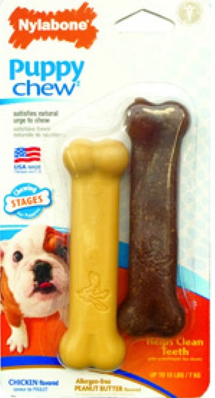 Nylabone Puppy Chew & Power Chew Peanut Butter Bone Twin Pack Petite