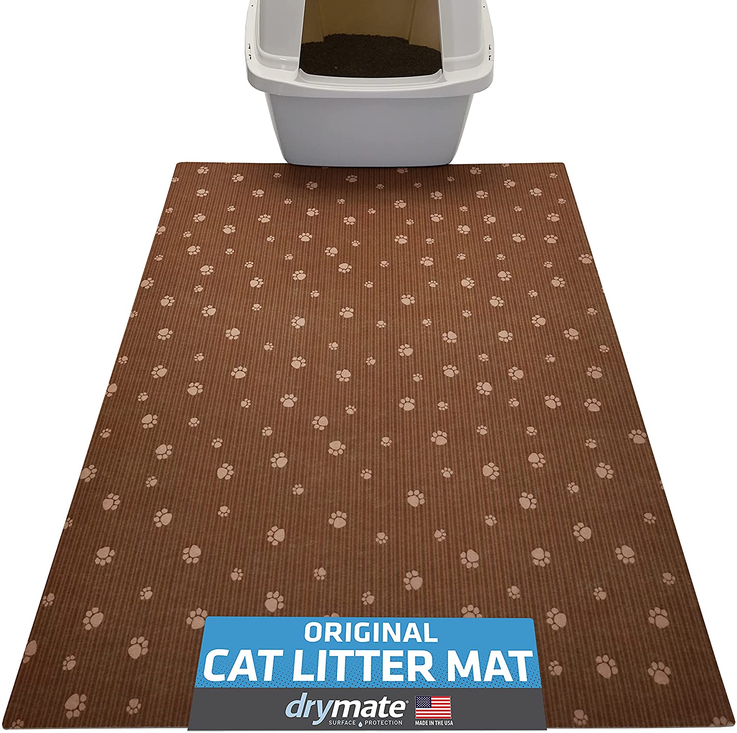 Dry Mate Brown Stripe Tan Paw Cat Litter Mat 28 X 36 Inches