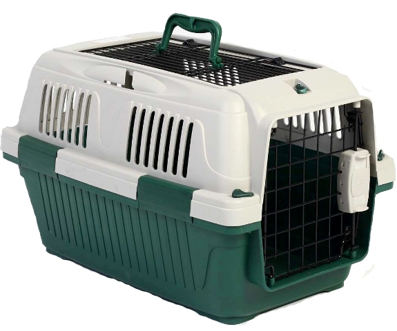 Nutrapet Dog Cat Carrier Open Grill Top Dark Green Box L57Cms X W37Cms X H35 Cms