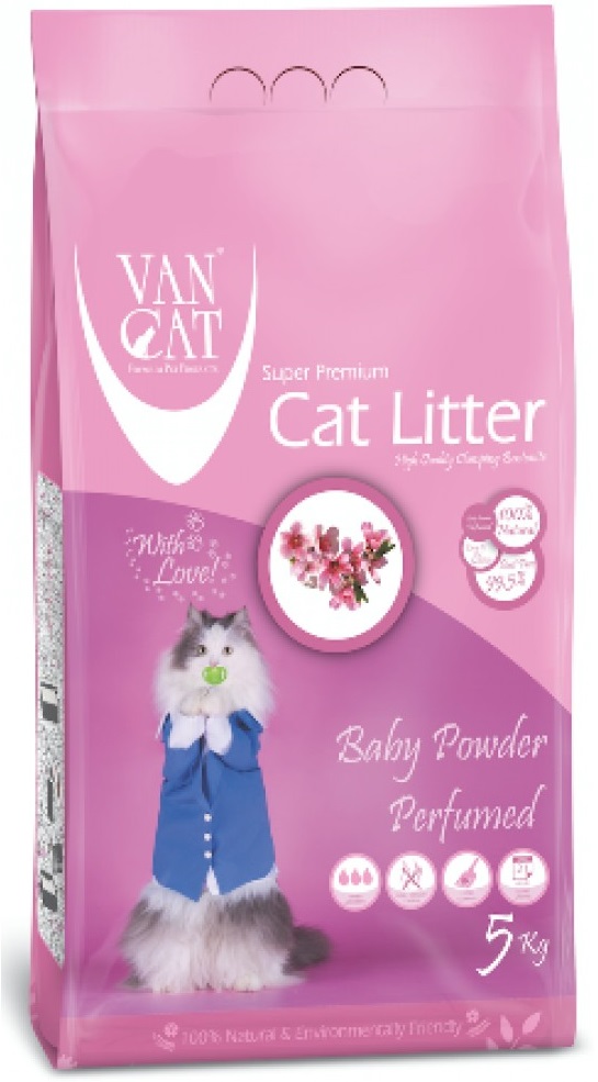 Van Cat White Bentonite Clumping Cat Litter Baby Powder 5Kg