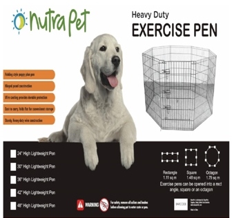 Nutrapet High Lightweight Exercise Pen- Black Powder Coated 42 andInches
