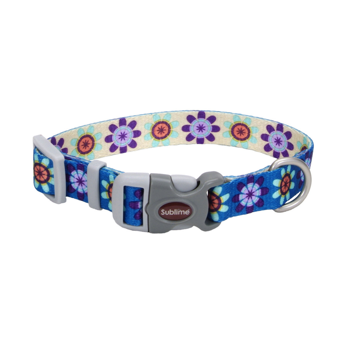 Coastal 3 4 and Sublime Dog Collar Flower Purple and Yellow Small Medium