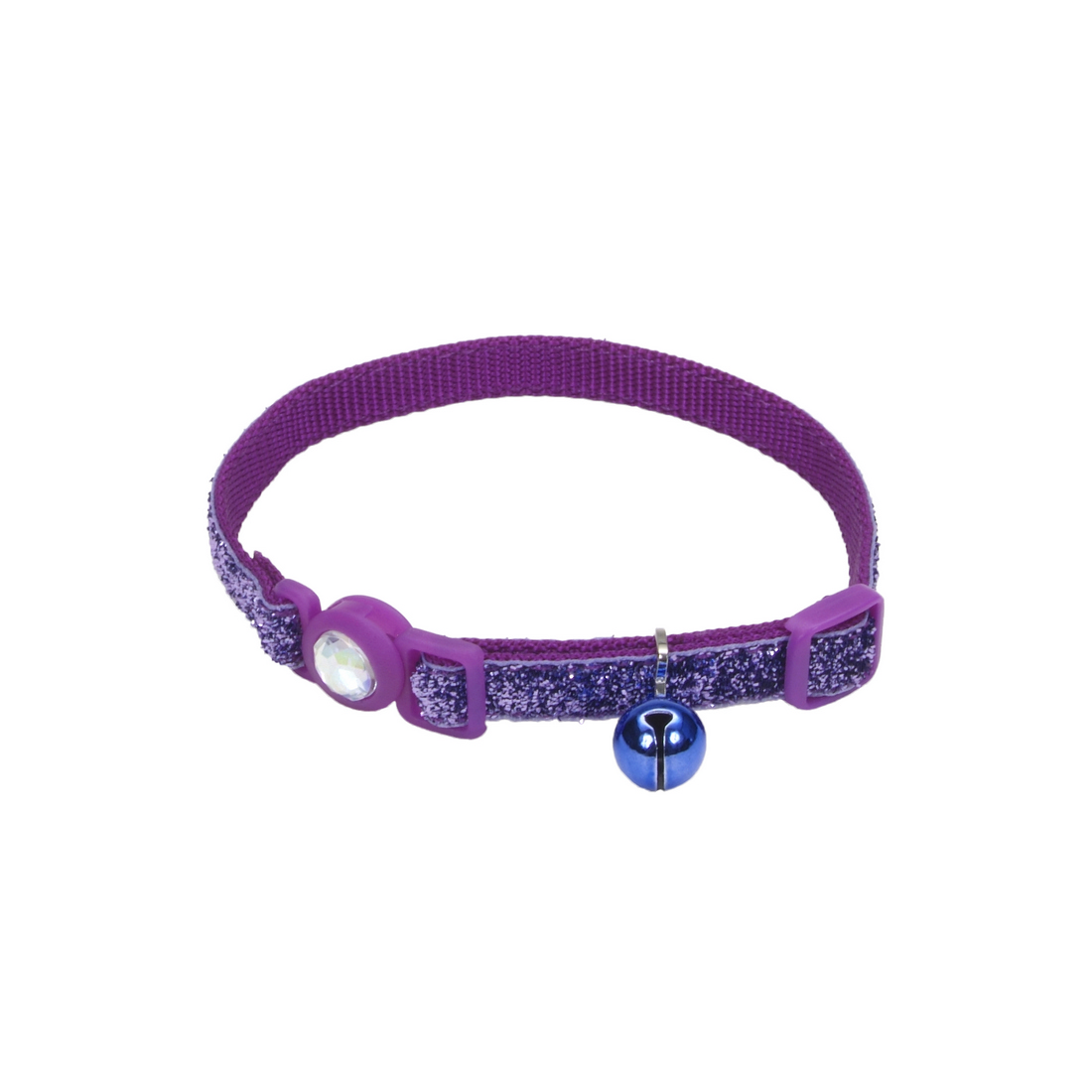 Coastal 3 and Safe Cat Jewel Buckle Glitter Overlay Collar Purple