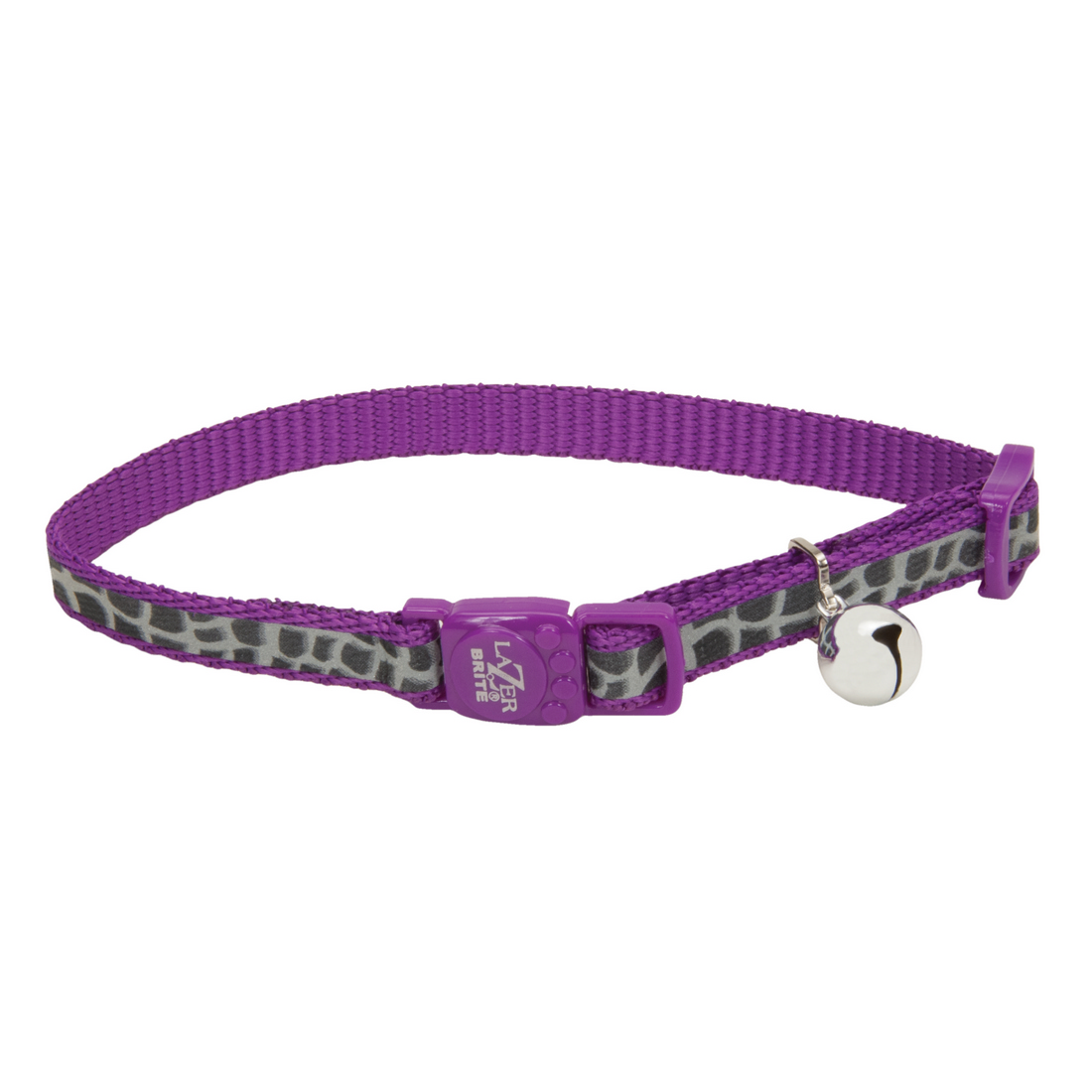 Coastal 3 8 Safe Cat Lazer Black Reflective Adj. Break Away Collar Purple Animal Print