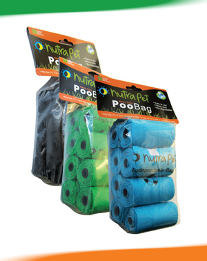 Nutrapet Black Poo Bags 8 Rolls with Header Card