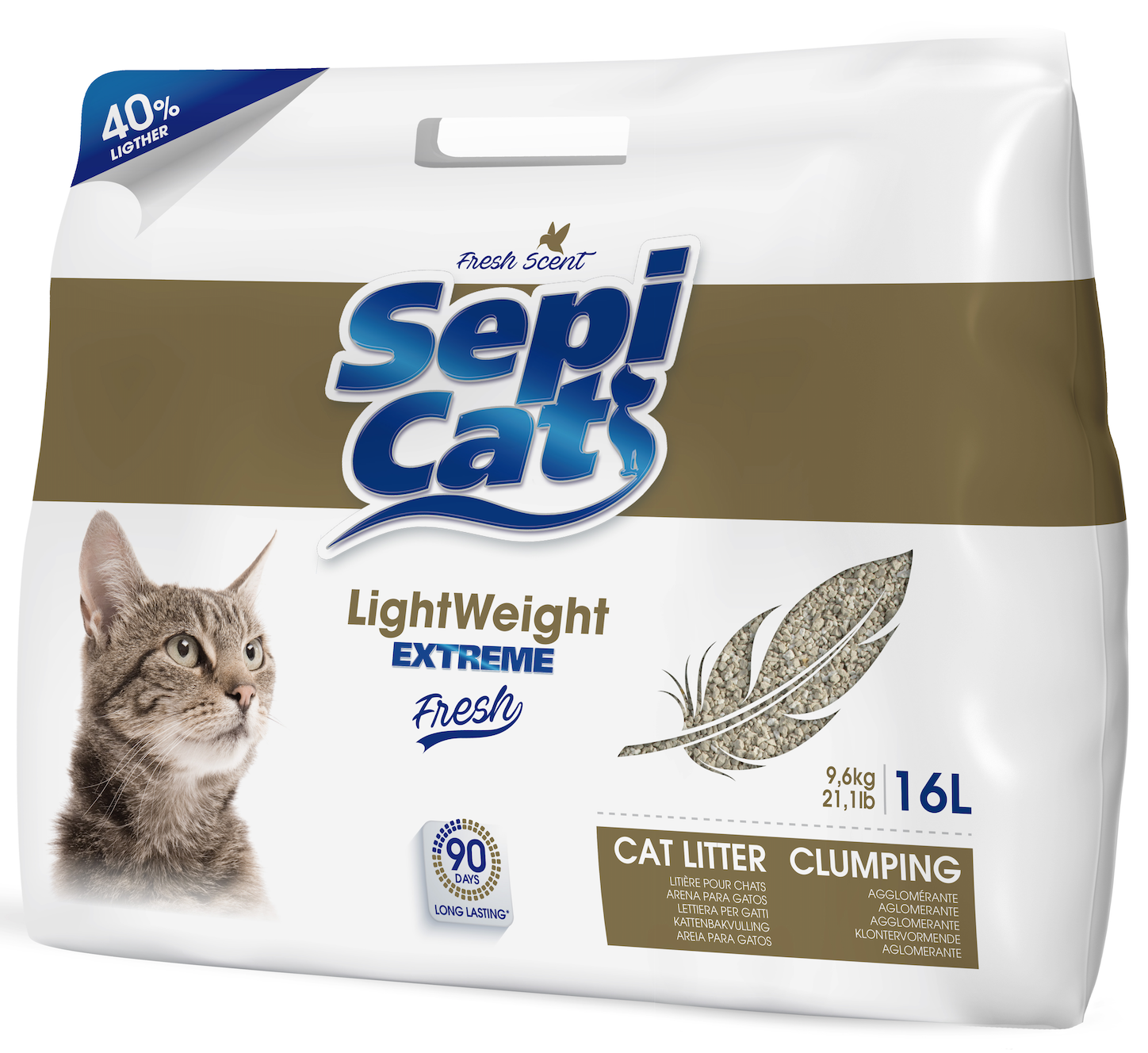 Sepicat Extreme Light Fresh Scent ( Baby Powder) 16L for Cats With Sensitive Feet