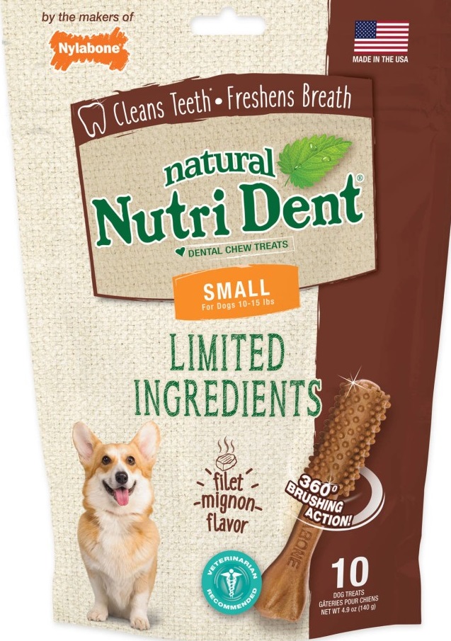 Nylabone Nutri Dent Filet Mignon 10 Count Pouch Small