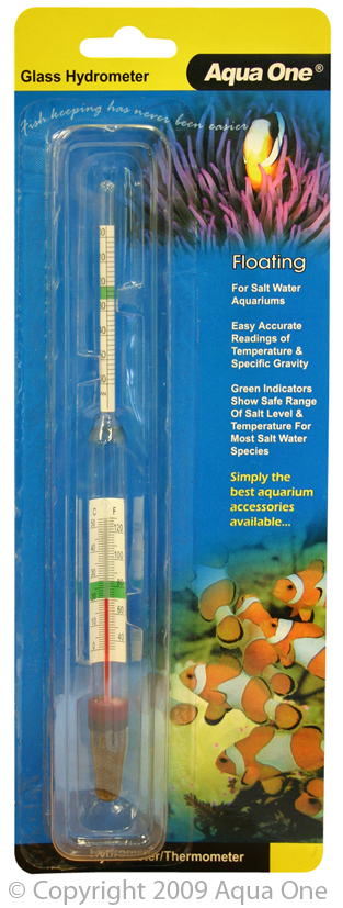 Aqua One Hydrometer W/thermometer Glass