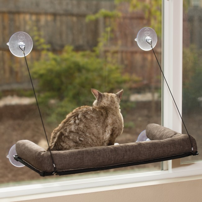 K&H Ez Mount Kitty Sill Deluxe with Bolster Chocolate