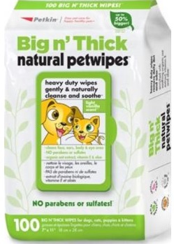 Petkin Big N' Thick Natural Petwipes 100ct