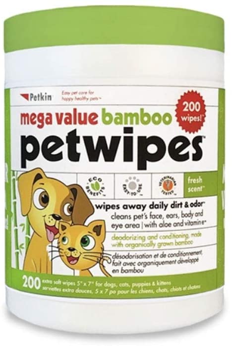 Petkin Extra Mega Valu Bamboo Petwipes 200ct