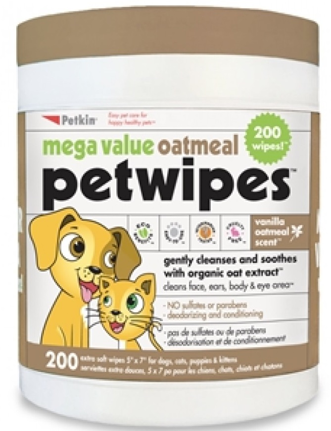 Petkin Extra Mega Valu Oatmeal Petwipes 200ct