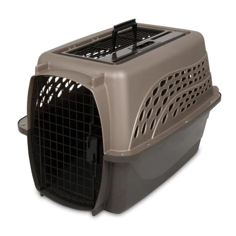 PETMATE 2 DOOR TOP LOAD KENNEL 24” UP TO 15lbs (METALIC PEARL TAN/COFFEE GROUNDS)