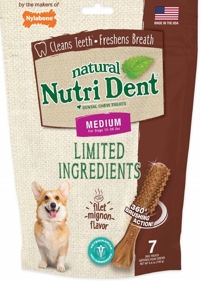 Nylabone Nutri Dent Filet Mignon 7 Count Pouch Medium