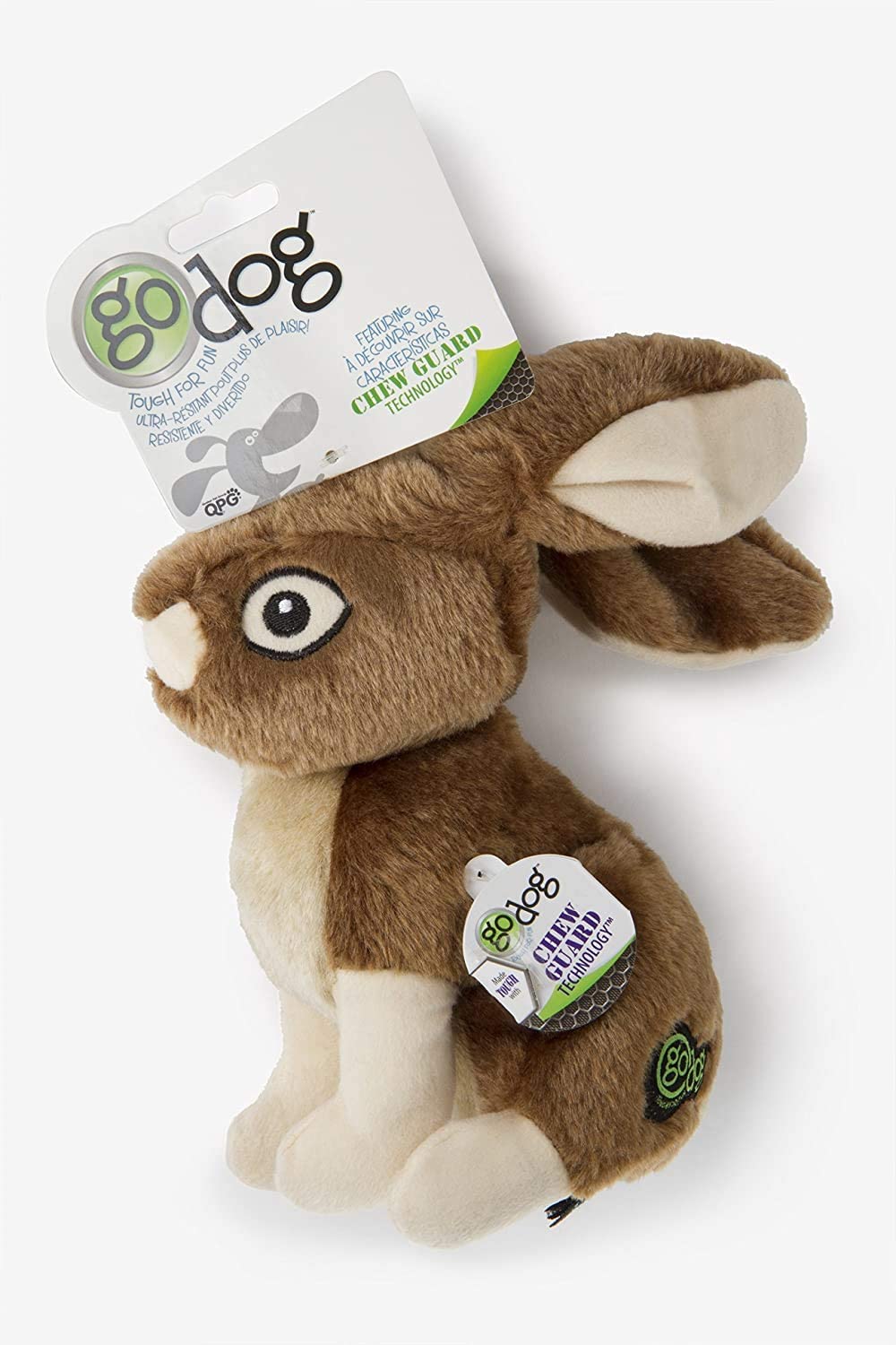 goDog® Wildlife™ Rabbit with Chew Guard Technology™ Durable Plush Squeaker Dog Toy, Large