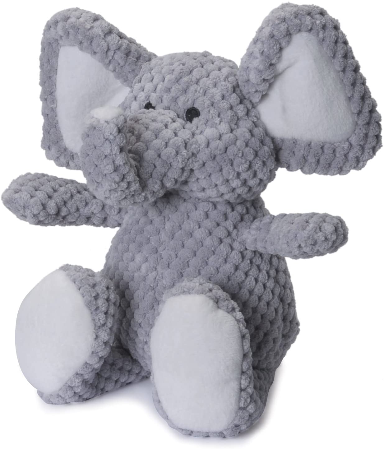 goDog® Checkers™ Elephant with Chew Guard Technology™, Durable Plush Squeaker Dog Toy, Gray, Large