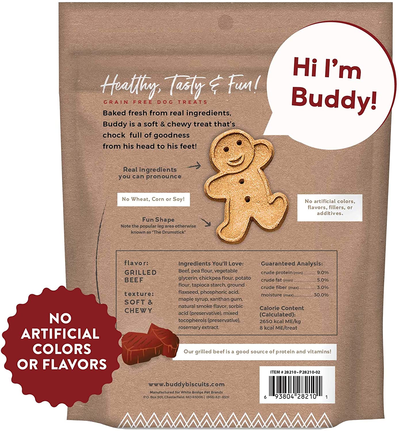 Buddy Biscuits Grain Free Chewy Treats with Grilled Beef - 5 oz