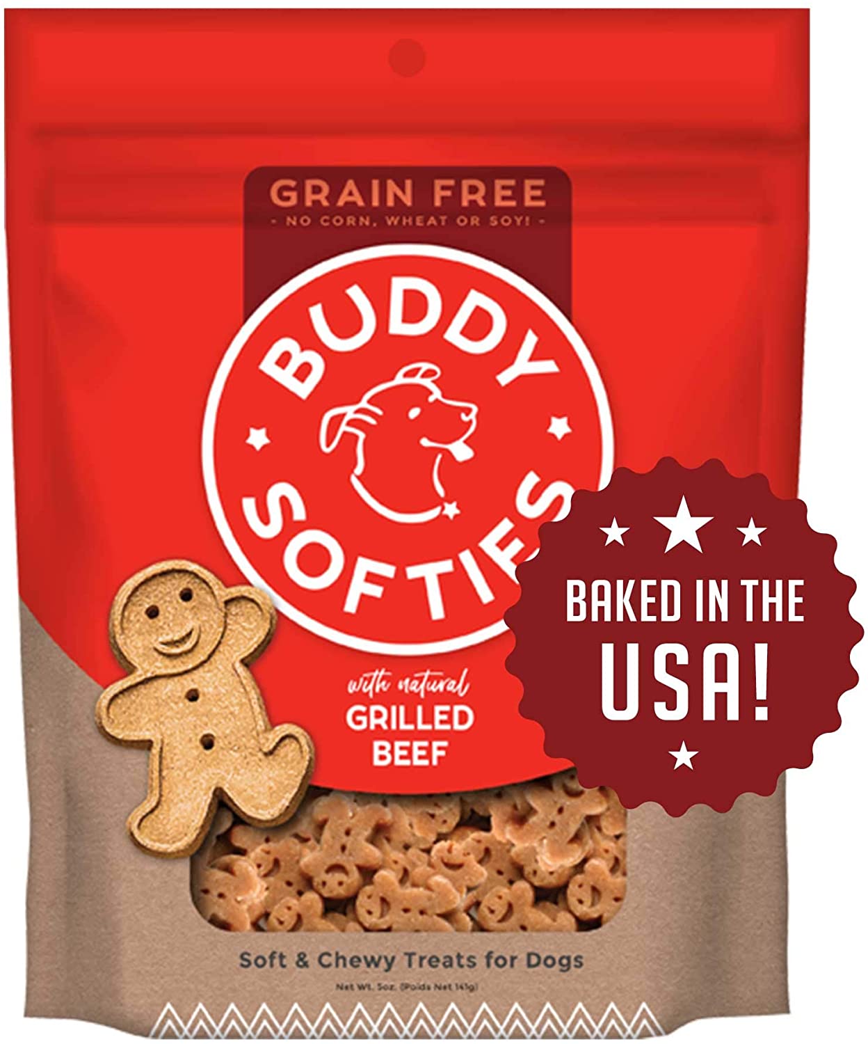 Buddy Biscuits Grain Free Chewy Treats with Grilled Beef - 5 oz