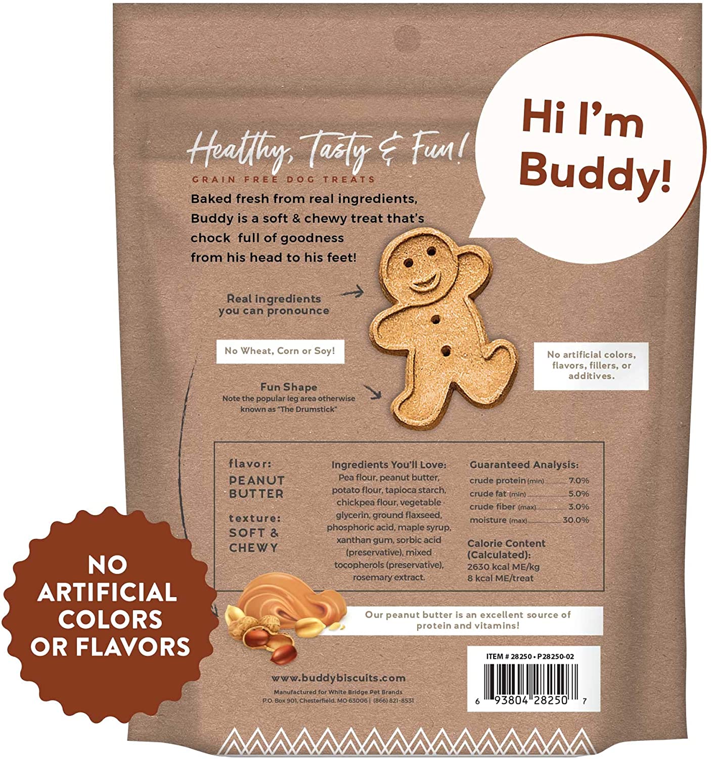 Buddy Biscuits Grain Free Chewy Treats With Peanut Butter - 5 Oz