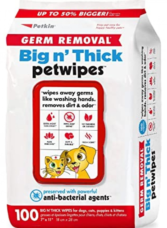 PETKIN Big Germ Pet Wipes - 100 Ct (1Box 4pcs)