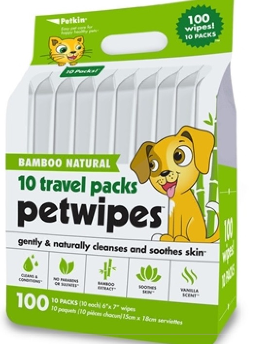 PETKIN Bamboo Travel Pack Wipes- 100 Ct (1Box 4pcs)