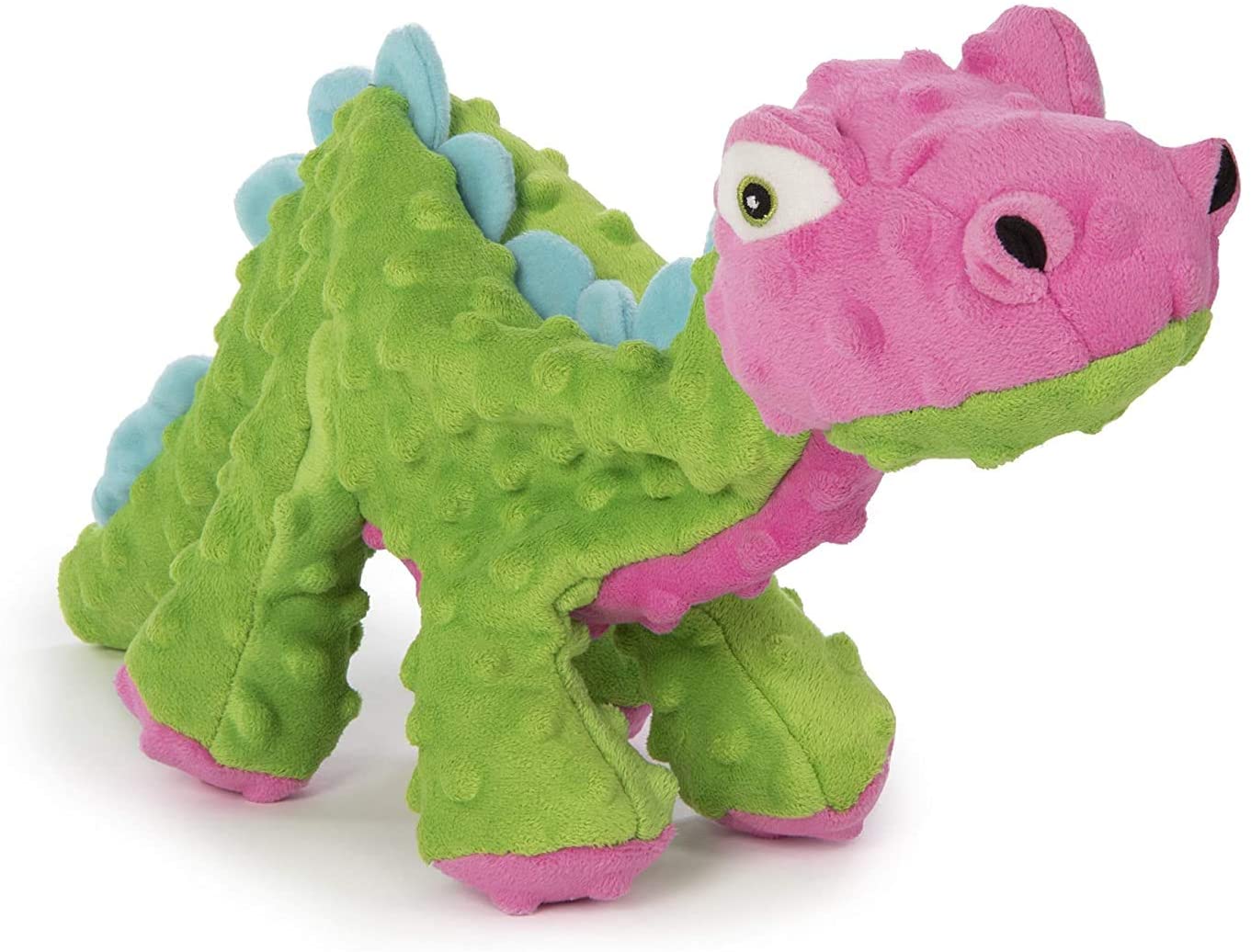 goDog® Dinos™  Spike™ with Chew Guard Technology™ Durable Plush Squeaker Dog Toy, Green, Small