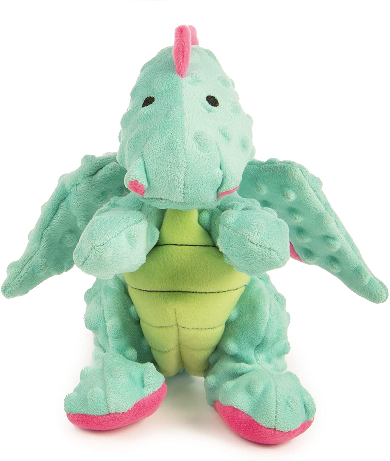 goDog® Dragons™  with Chew Guard Technology™ Durable Plush Squeaker Dog Toy, Seafoam, Large