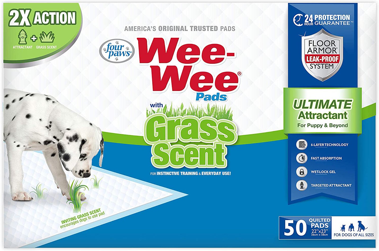 FOUR PAWS WEE-WEE GRASS-SCENT PADS, 50 COUNT