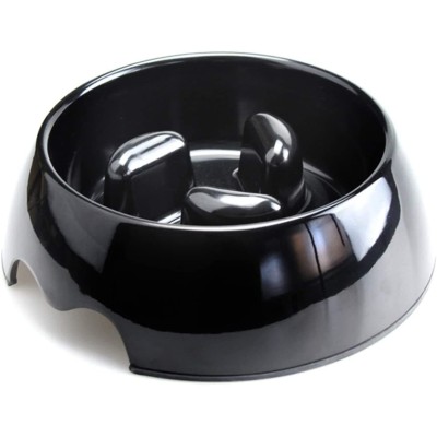 NutraPet Melamine slow-feeding Bowl, Black without printingM:17.5 * 6.5 cms ml/oz