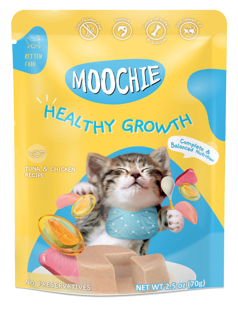 Moochie Cat Food Tuna and Chicken recipe for Kitten - Healthy Growth Pouch 70g