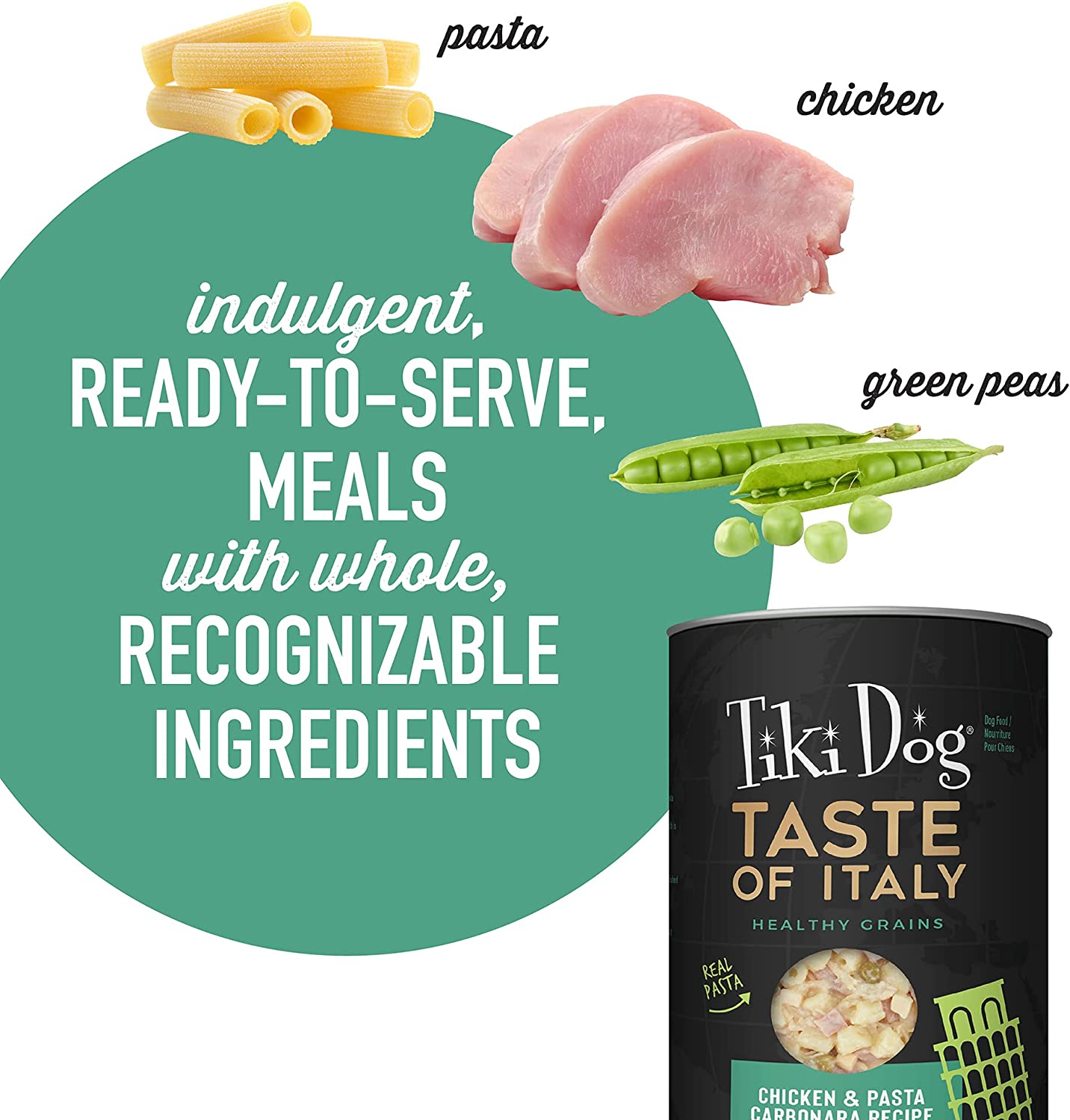 Tiki Dog Taste of Italy! Chicken & Pasta Carbonara 12 oz can