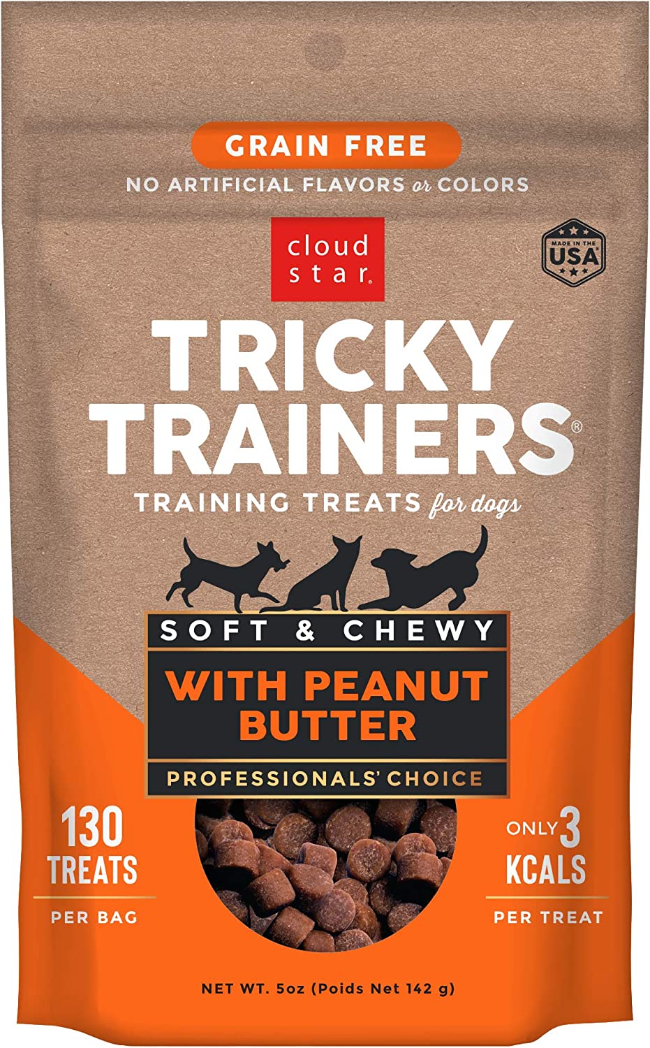 Cloud Star Tricky Trainers Chewy Treats Grain Free Peanut Butter - 5 oz
