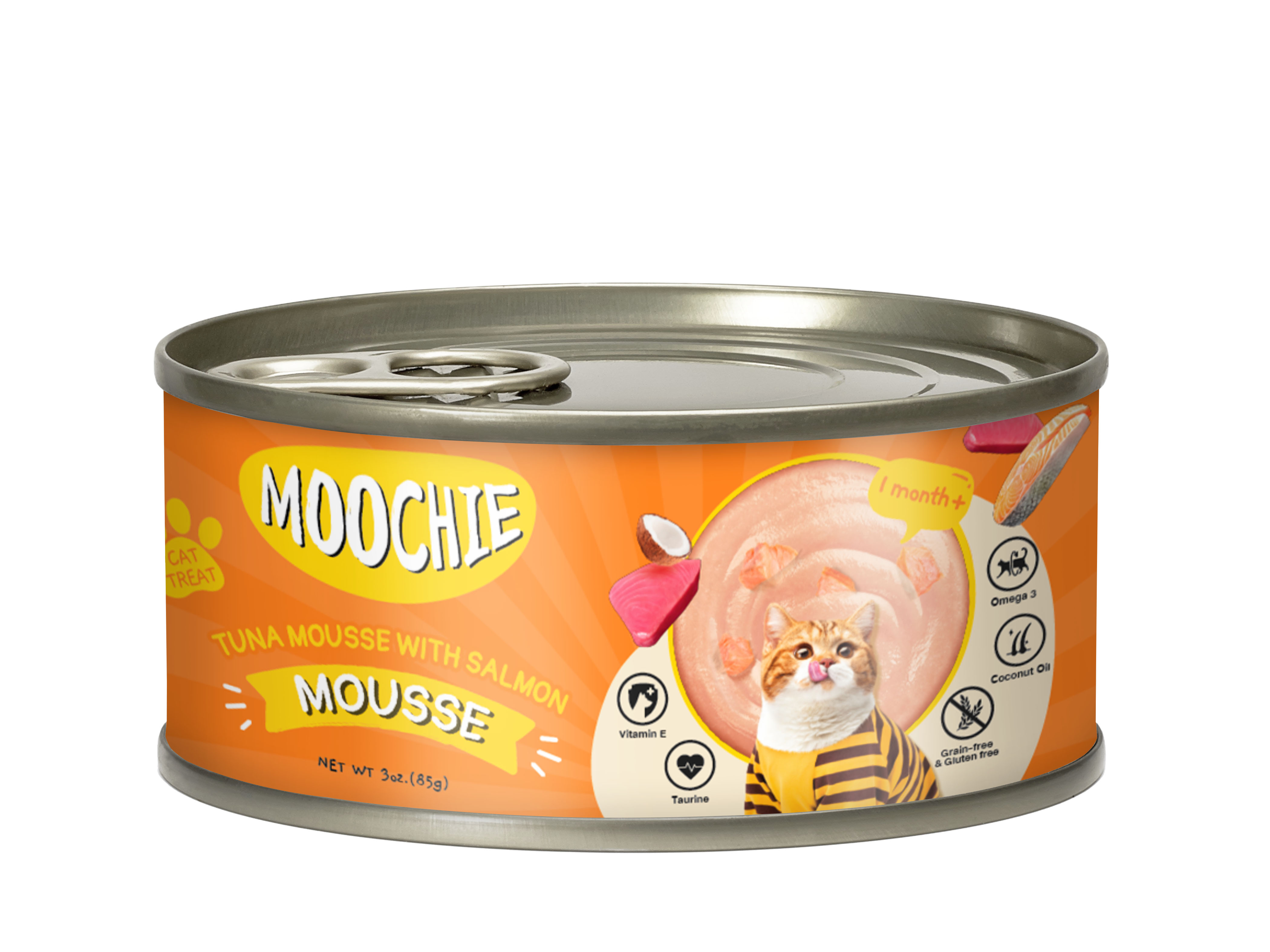 MOOCHIE TUNA MOUSSE WITH SALMON 85g Can
