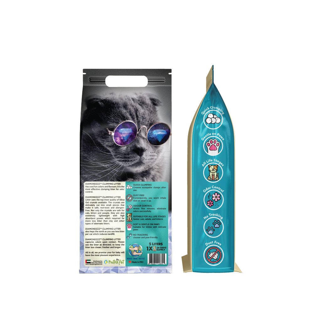 NutraPet Diamondzzz Clumping Cat Litter Silica Gel Baby Powder - 2.7kg