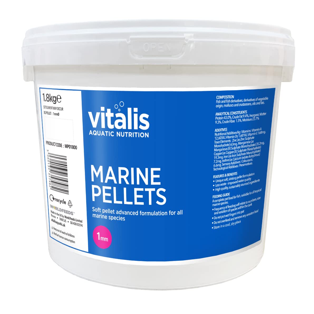 Vitalis Marine Pellets (1.5mm) 18kg