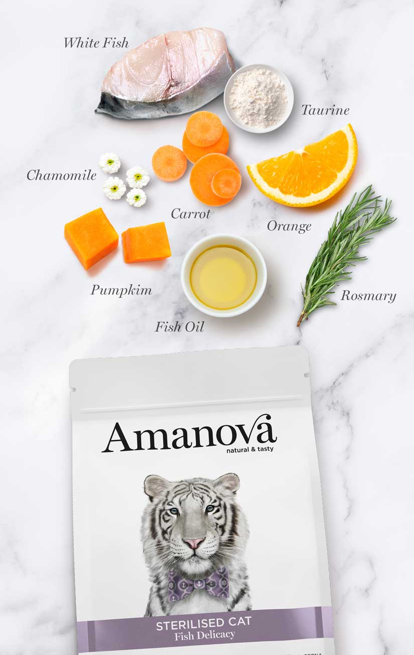 Amanova Dry Sterilised Cat Delicacy White Fish - 1.5kg