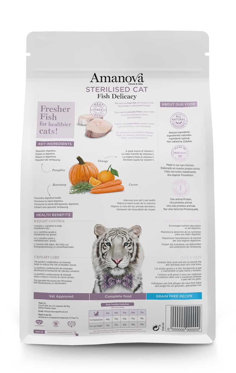 Amanova Dry Sterilised Cat Delicacy White Fish - 1.5kg