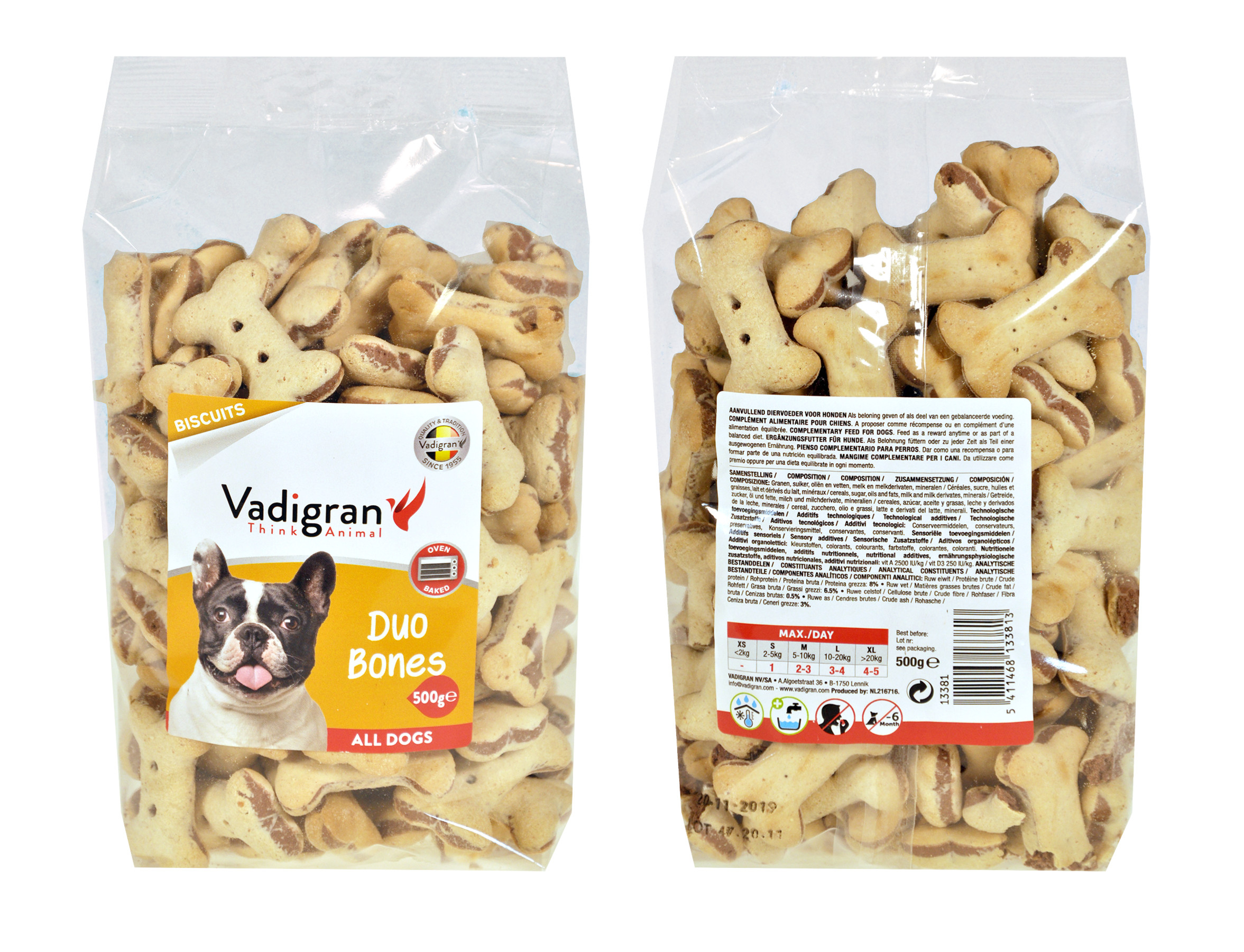 Vadigran Snack dog Biscuits Duo Bones 500g