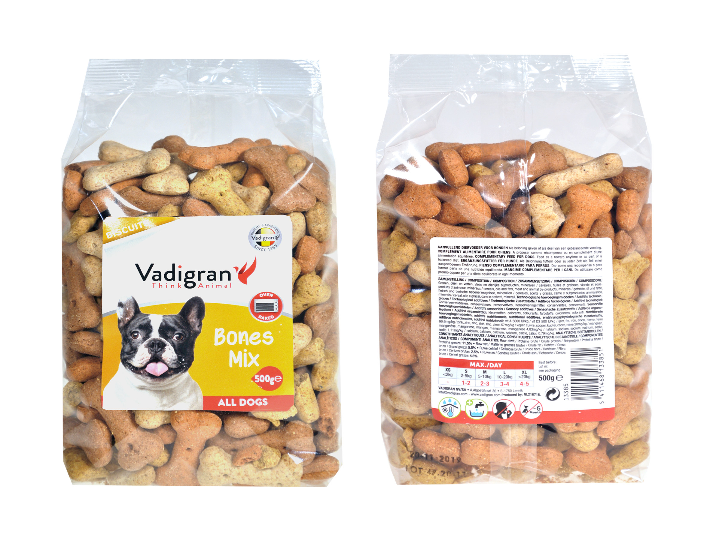 Vadigran Snack dog Biscuits Bones Mix 500g