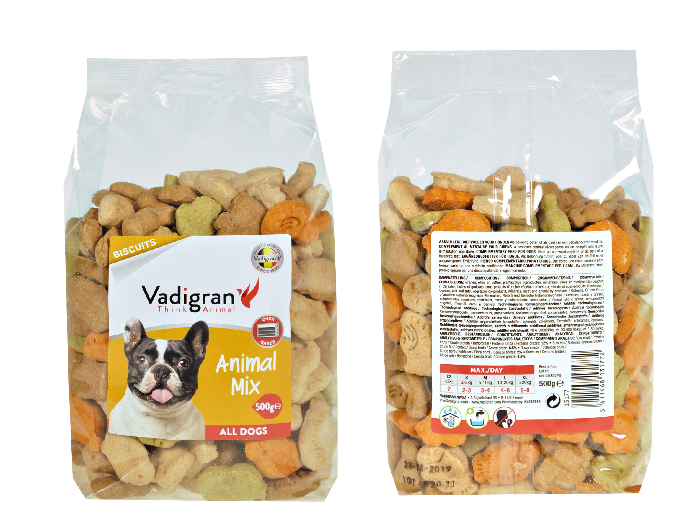 Vadigran Snack dog Biscuits Animal Mix 500g